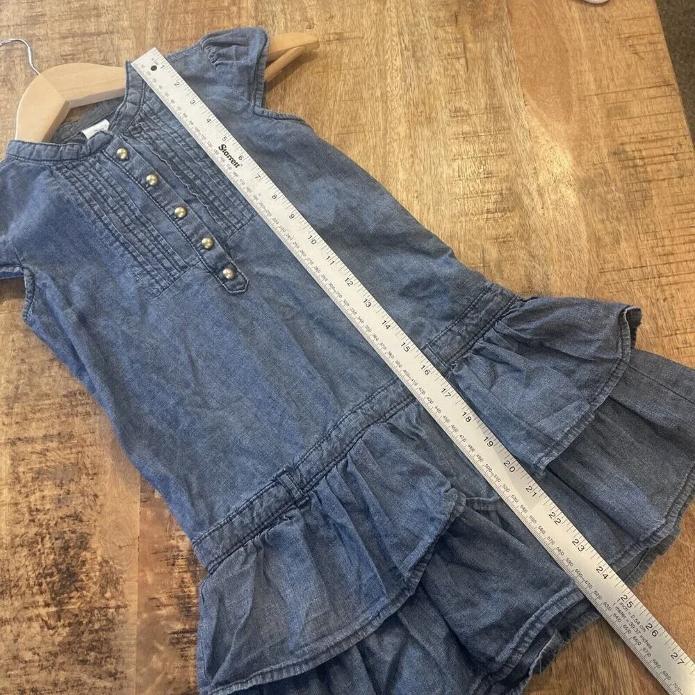 Gymboree Girls Dress Sz 7 Blue Drop Waist Short Sleeves Chambery Photos Fall